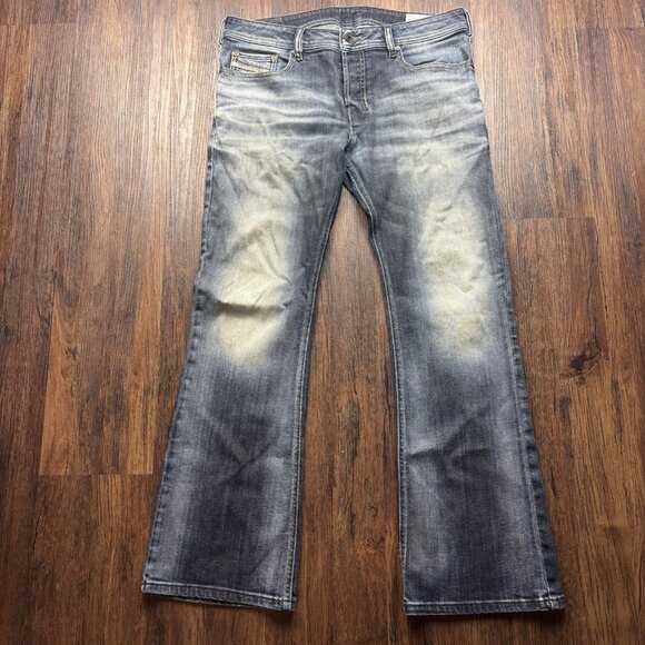 Diesel Zathan Regular Bootcut Jeans Distressed Dark Wash Men’s Size 32 X 30 - Picture 1 of 11
